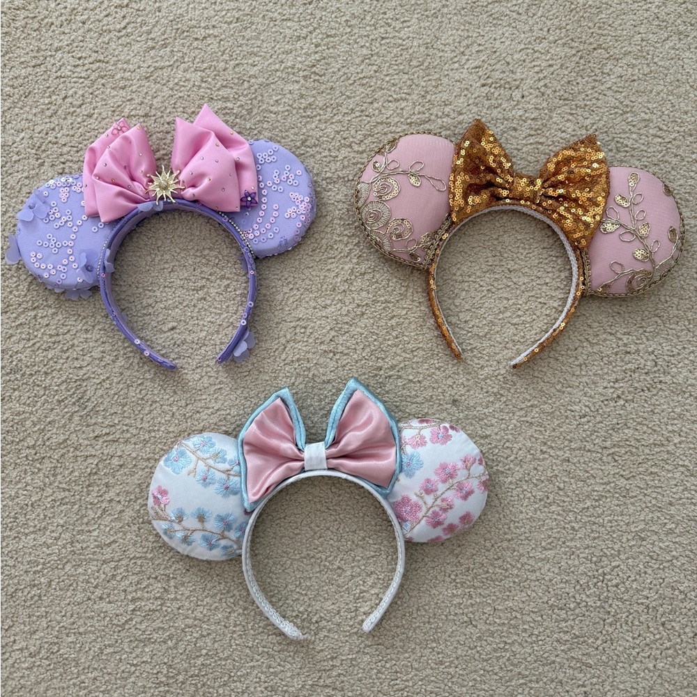 Set of Three Decorative Minnie Mouse Ear Headbands